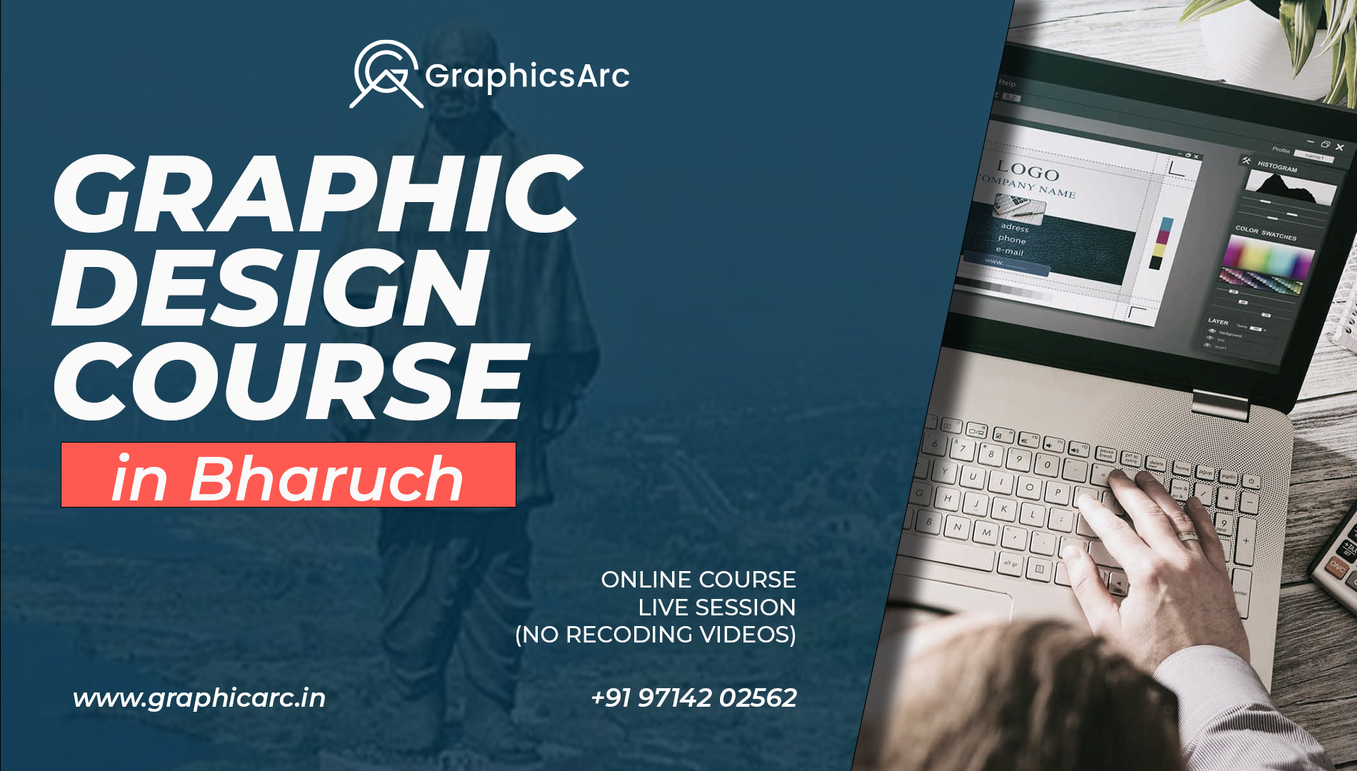 Graphic design course in Bharuch with live online classes by Graphicarc for beginners and creative learners