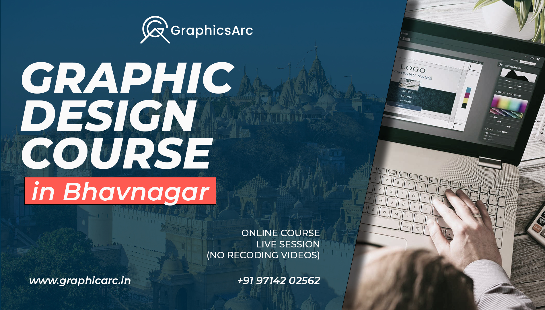 Graphic design course in Bhavnagar with live online classes by Graphicarc for beginners and creative learners